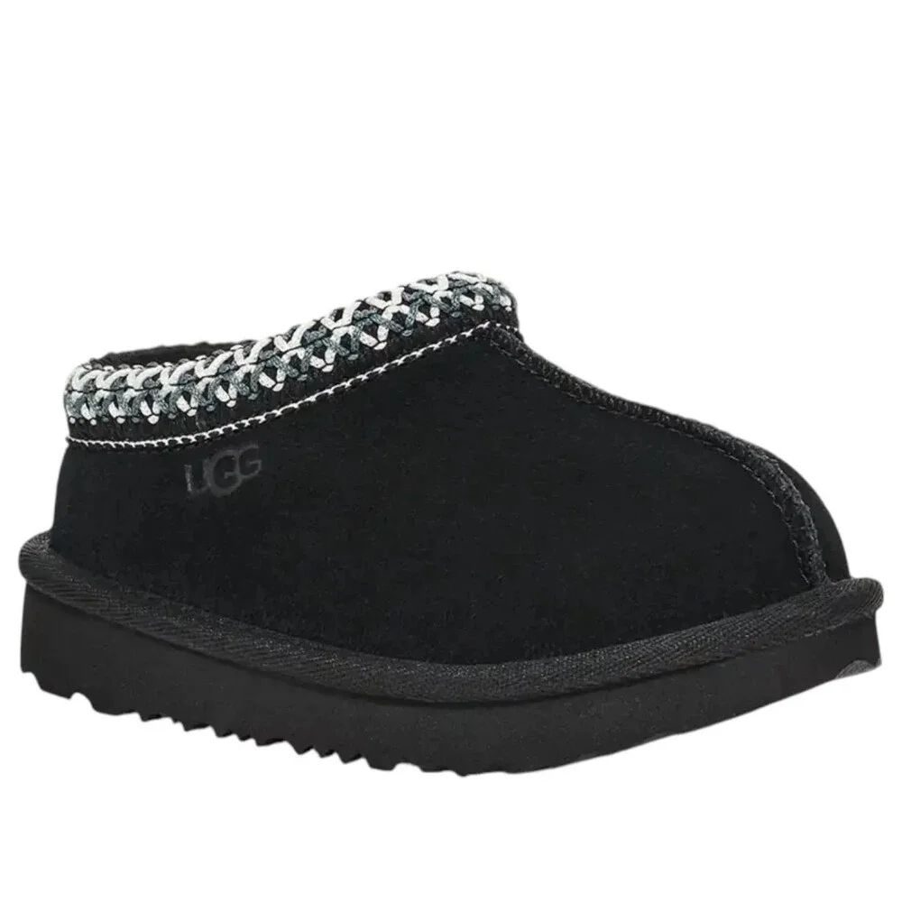 UGG Tasman II 1019066T-BLK Slippers Toddler Black Suede Slip-On Shoes RHS7963